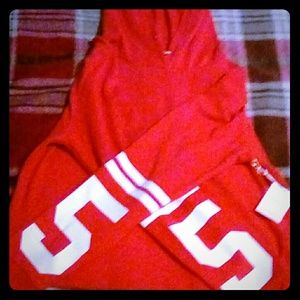 Red cropped long sleeved hoodie
